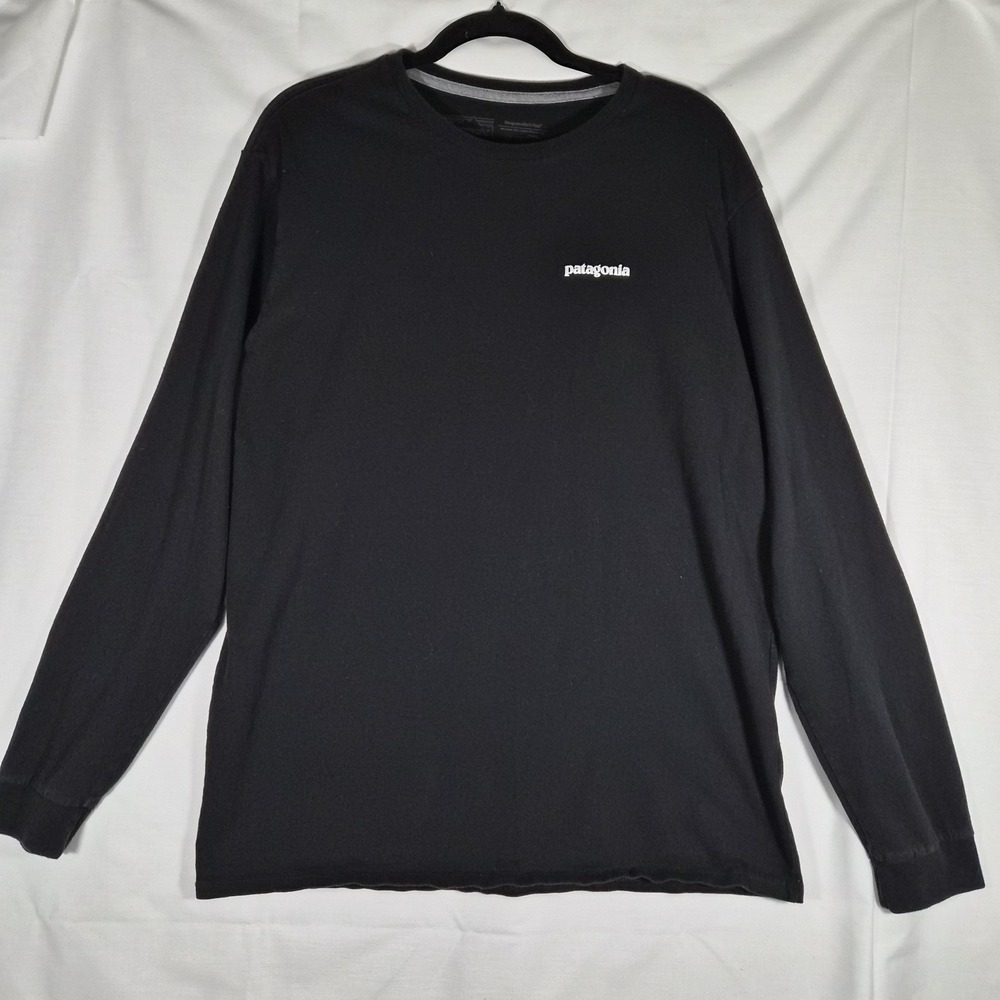 Patagonia‎ P-6 Logo Long Sleeve T-Shirt Men's Medium Black Responsibili-Tee